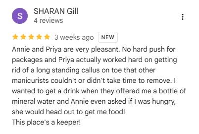 SHARAN Gill, 5 stars on Google: Annie and Priya are very pleasant